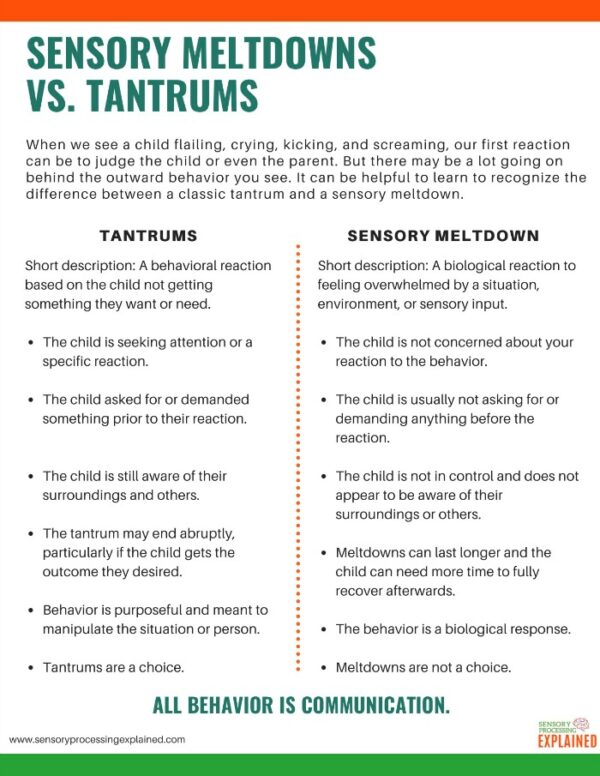Sensory Meltdowns vs. Tantrums - Sensory Processing Explained